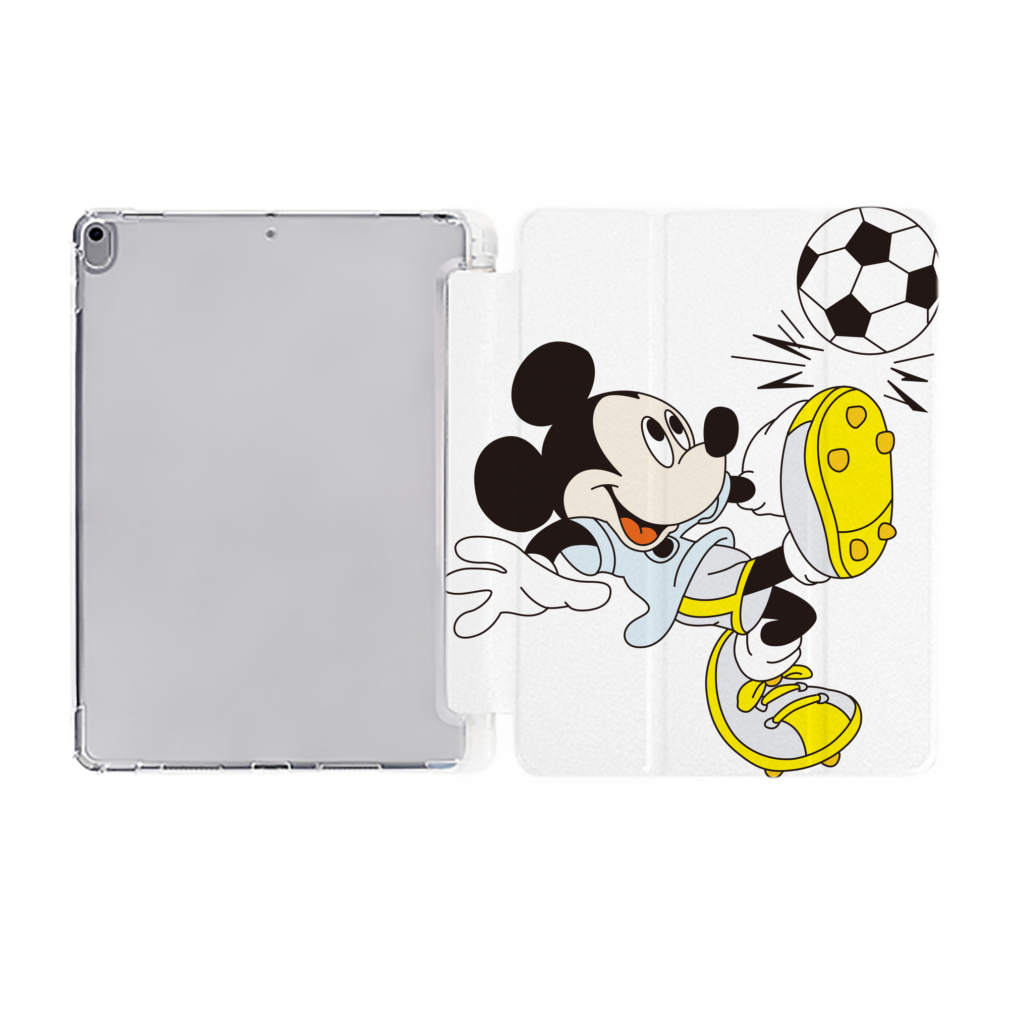 （画像用） ミッキーマウス Mickey Mouse IPad ケース ペン収納付き 三つ折りスタンド PUレザー×シリコン 対応機種9.5/10.5/10.9インチ